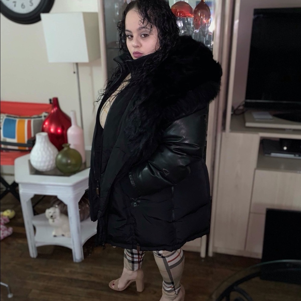 Rudsak Grace Down black REAL RABBIT FUR